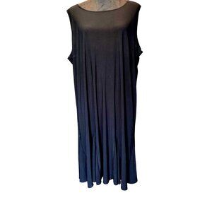 Black Sleeveless Maxi Dress 20W Flowy Hemline With Pleats Gothic Y2K Witchy Goth